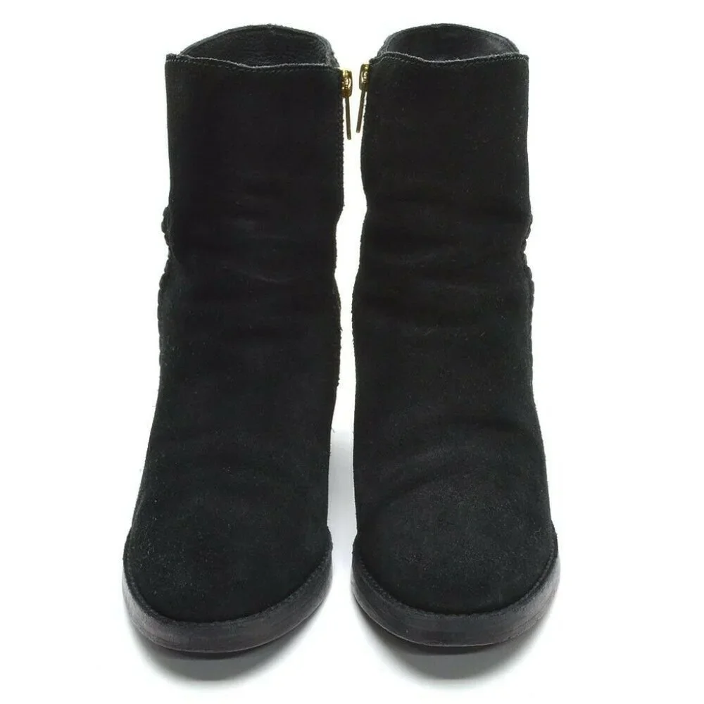 UGG Fraise Black Suede Back Bow Ankle Boots 38 / 7